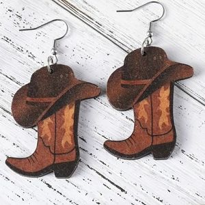 NEW Cowboy Hat and Boots Western Dangle Women's Earrings